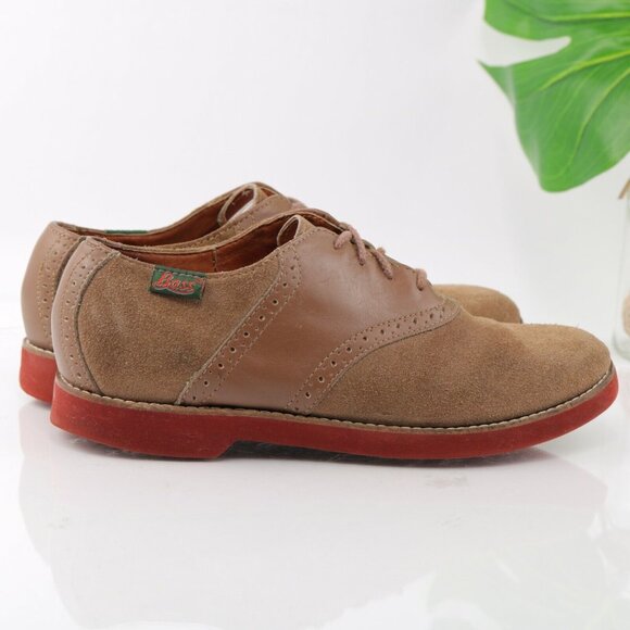 GH Bass Mens Saddle Oxford Size 7.5 Tan Camel Suede Leather Gum Sole Casual Shoe - Picture 4 of 12
